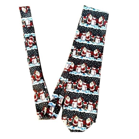 Christmas Santa and the Snowmen Holiday Tie - Picture 1 of 5